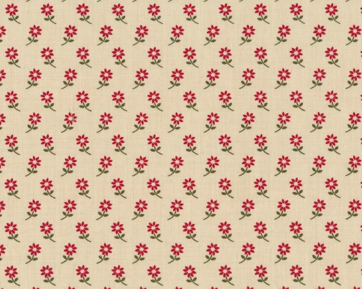 Patchworkstoff PETITES MAISONS DE NOEL, Blumen, hellbeige, Moda Fabrics