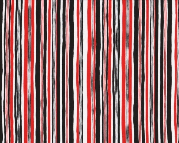Patchworkstoff "Poppy" mit Streifen, schwarz-weiß-rot