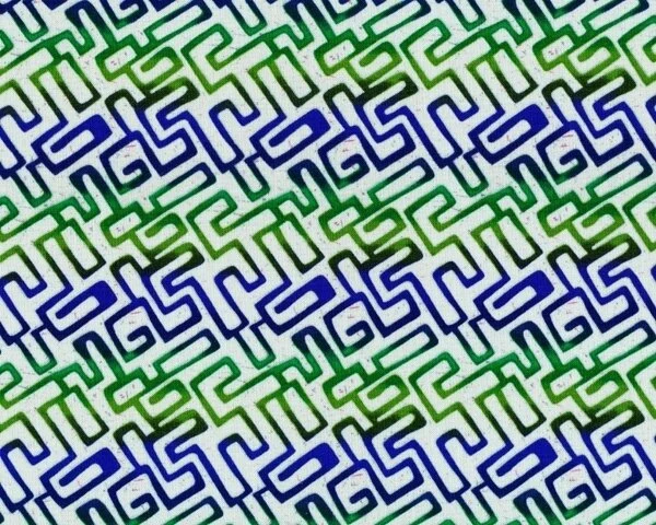 Patchworkstoff "Premier Lord" mit Batik-Zacken-Streifen, blau-grün-hellgrün