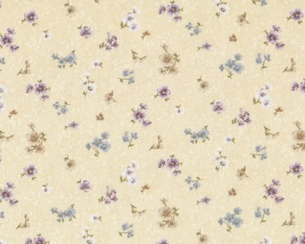 Patchworkstoff PRISTINE, kleine Veilchen, eierschalenfarben