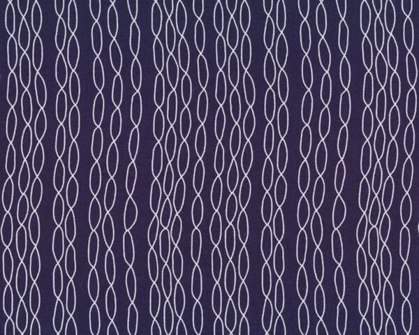 Patchworkstoff "Pure" mit Flechtbandstreifen, dunkelblau-gebrochenes weiß