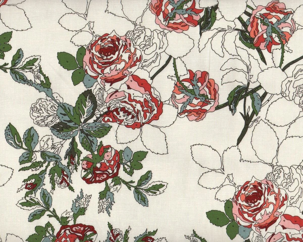 Patchworkstoff PUREBRED, Rosen mit Zahlen, hellbeige-dunkles aprikot, Moda Fabrics