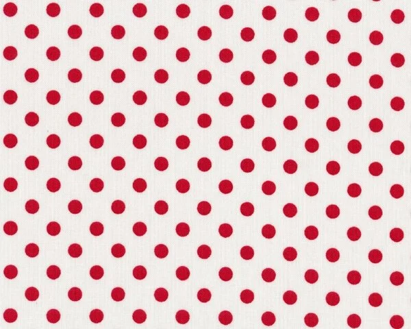 Patchworkstoff "Quilters Basic", große regelmäßige Punkte, gebrochenes weiß-rot