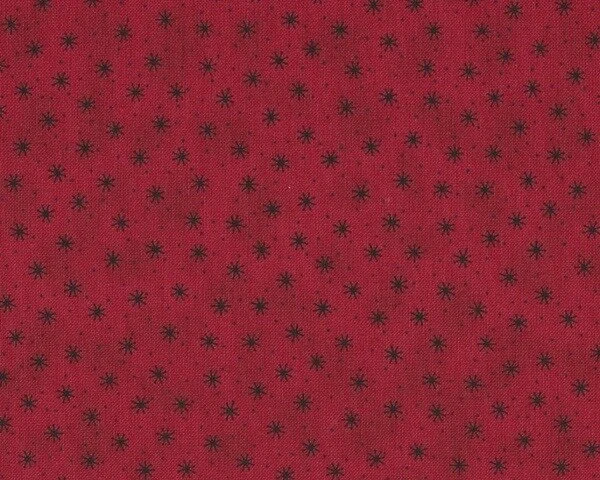 Patchworkstoff "Quilters Basic", kleine Sterne auf Batikgrund, weinrot-schwarz