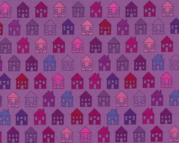 Patchworkstoff QUILTERS BASIC PERFECT, kleine Häuser, helllila-rosa