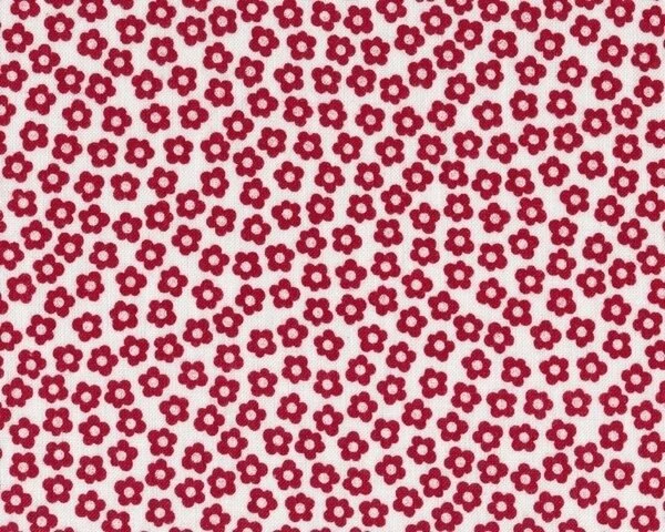 Patchworkstoff "Quilters Basic", Sreublümchen, weiß-rot