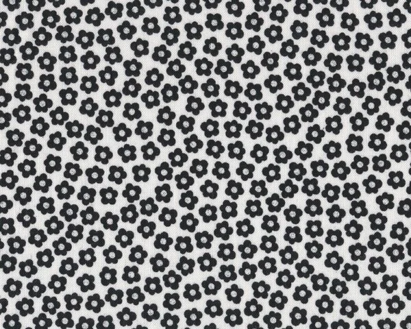 Patchworkstoff "Quilters Basic", Sreublümchen, weiß-schwarz