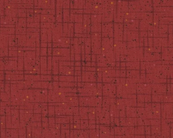 Patchworkstoff "Quilters Basic", Viereck-Stricheleien mit Pünktchen, rotbraun