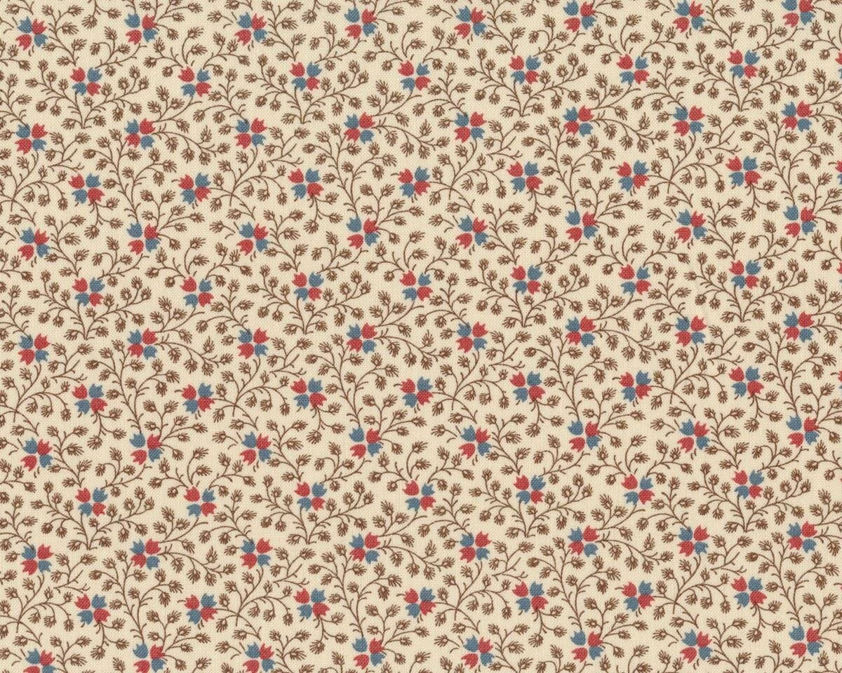Patchworkstoff RACHEL REMEMBERED, Kletterrosen, hellbeige-rotbraun, Moda Fabrics