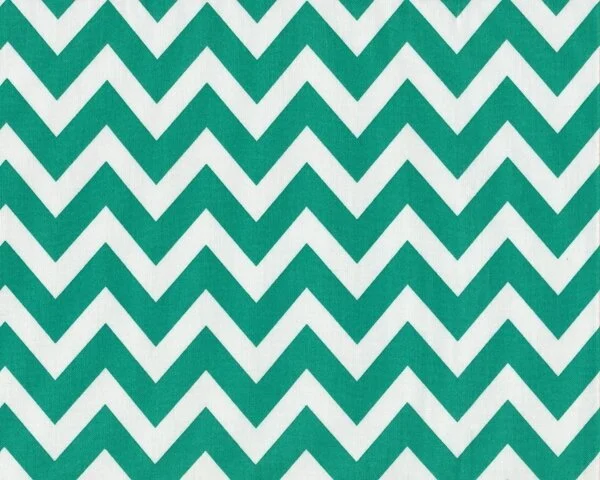 Patchworkstoff REMIX, breite Chevron-Zacken, türkisgrün-weiß