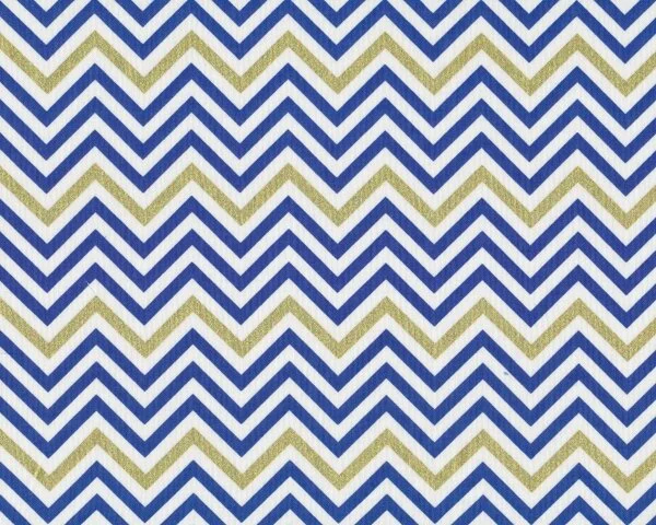 Patchworkstoff REMIX, schmale Chevron-Zacken, blau-gold