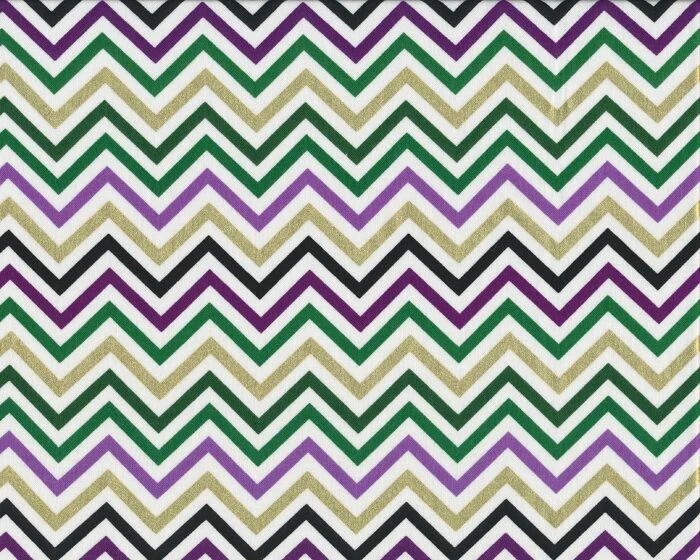 Patchworkstoff REMIX, schmale Chevron-Zacken, lila-grün-gold