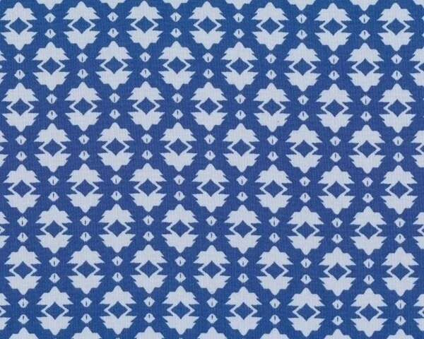 Patchworkstoff RIDDLES AND RHYMES, Rauten-Ornament-Muster, gedecktes blau