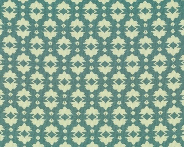 Patchworkstoff RIDDLES AND RHYMES, Rauten-Ornament-Muster, türkisgrün