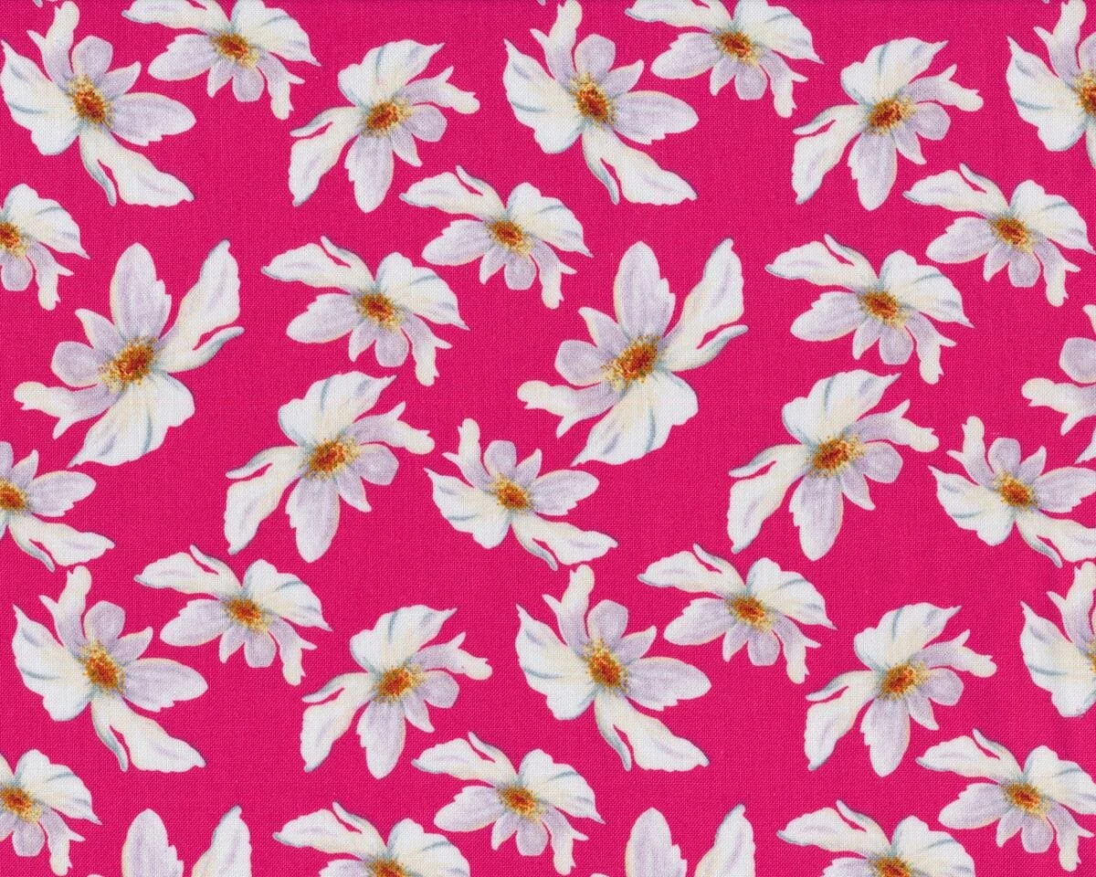 Patchworkstoff ROSEALEA, Wildrosenblüten, helles fuchsia-weiß