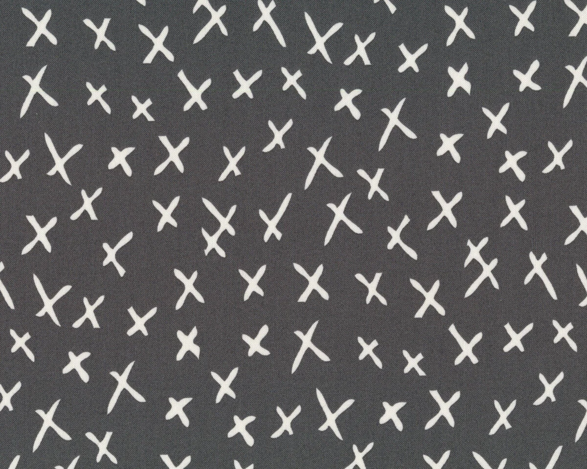 Patchworkstoff SAVANNAH, Kreuze, anthrazit-weiß, Moda Fabrics