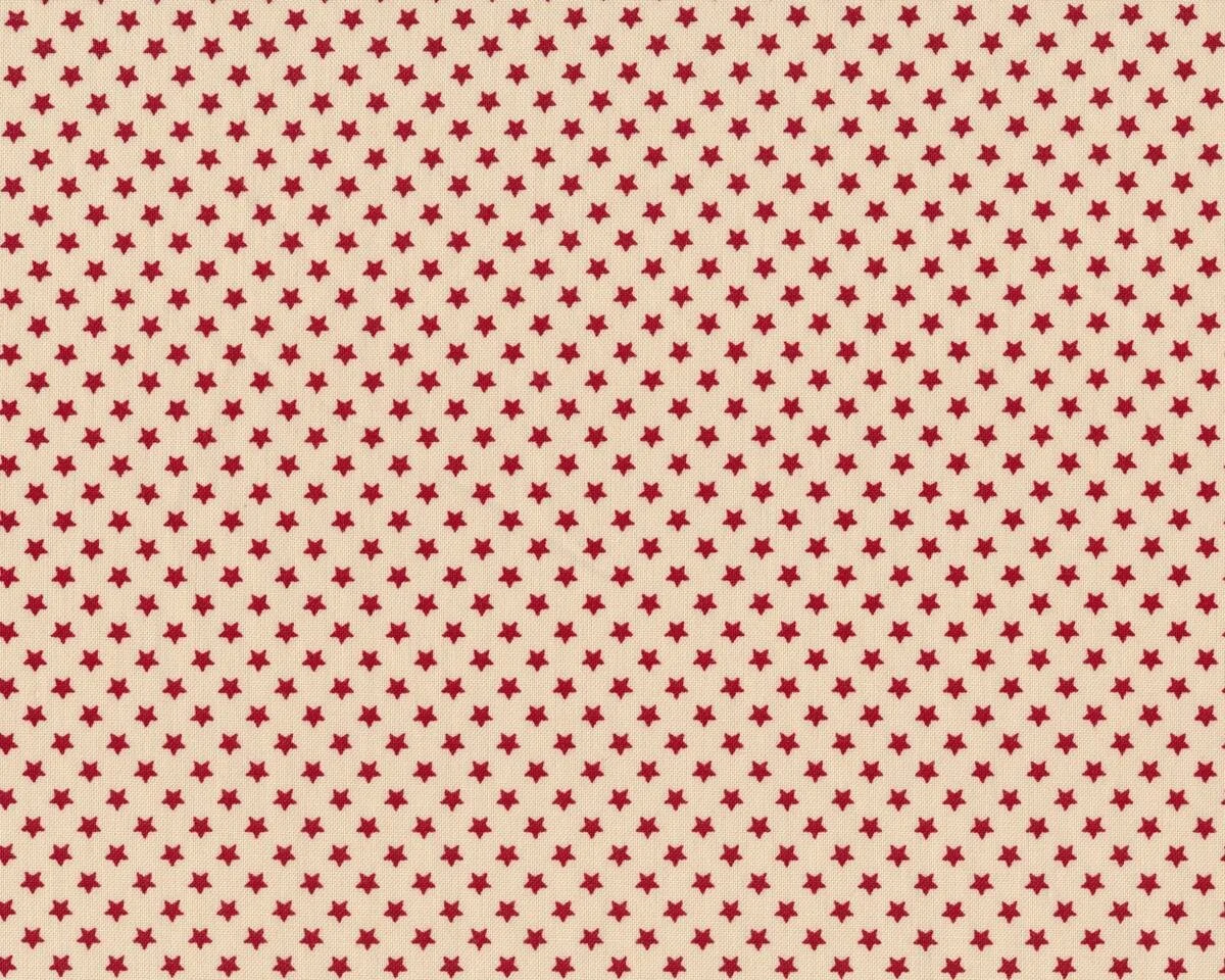Patchworkstoff SCANDI CHRISTMAS, kleine Sterne, hellbeige-dunkelrot