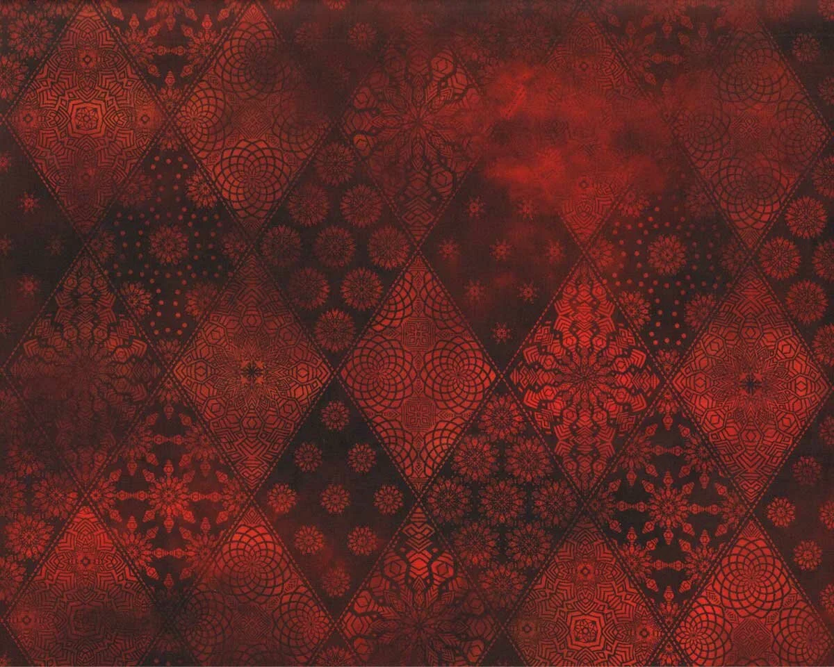Patchworkstoff SEASONS, Muster-Rauten, orangerot, In the Beginning
