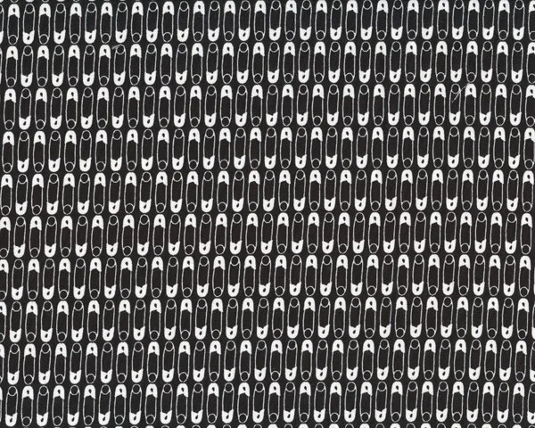Patchworkstoff SEW HAPPY mit Sicherheitsnadeln in Reihen, schwarz-weiß
