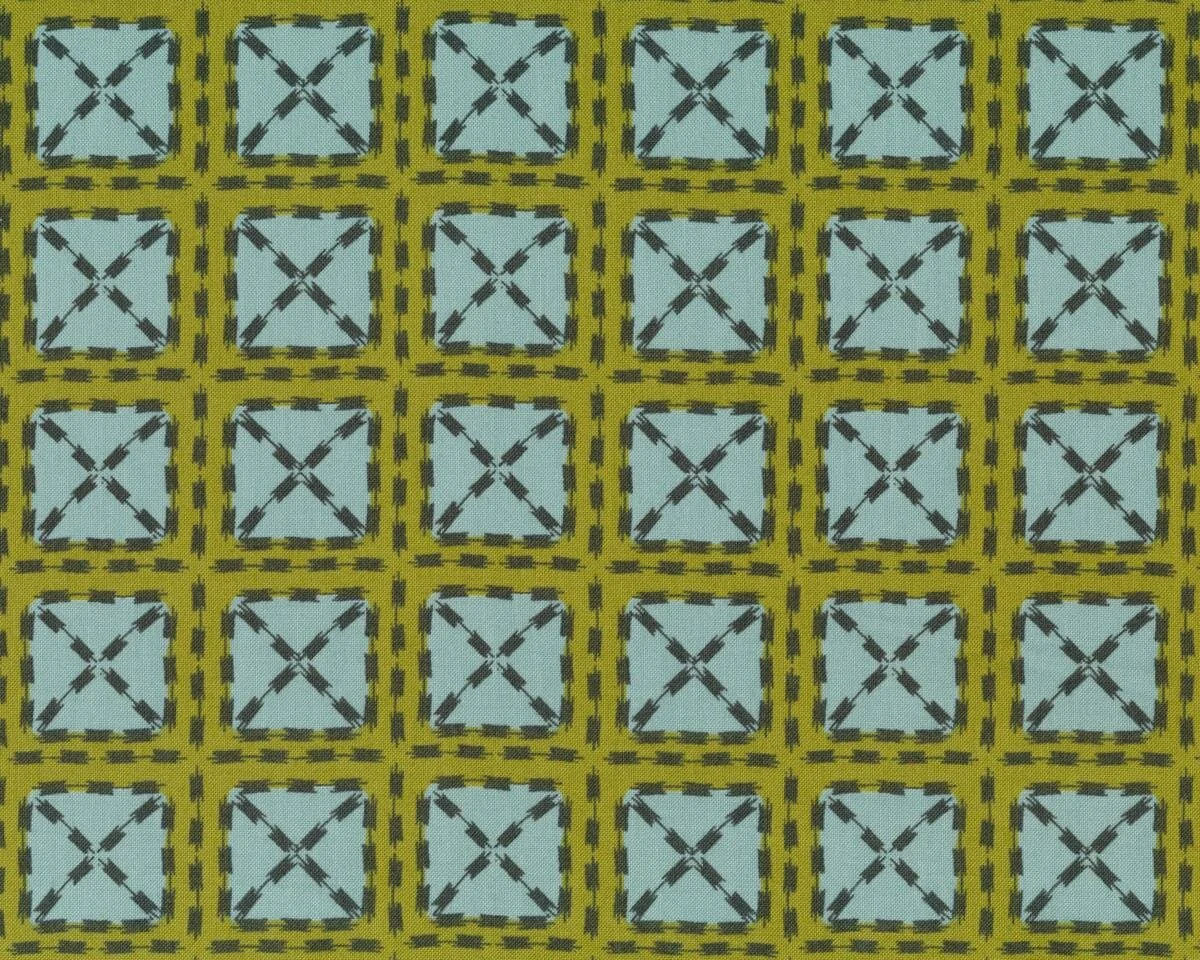 Patchworkstoff SHAMAN HOPI, Kreuz-Karos, limette-helles türkis