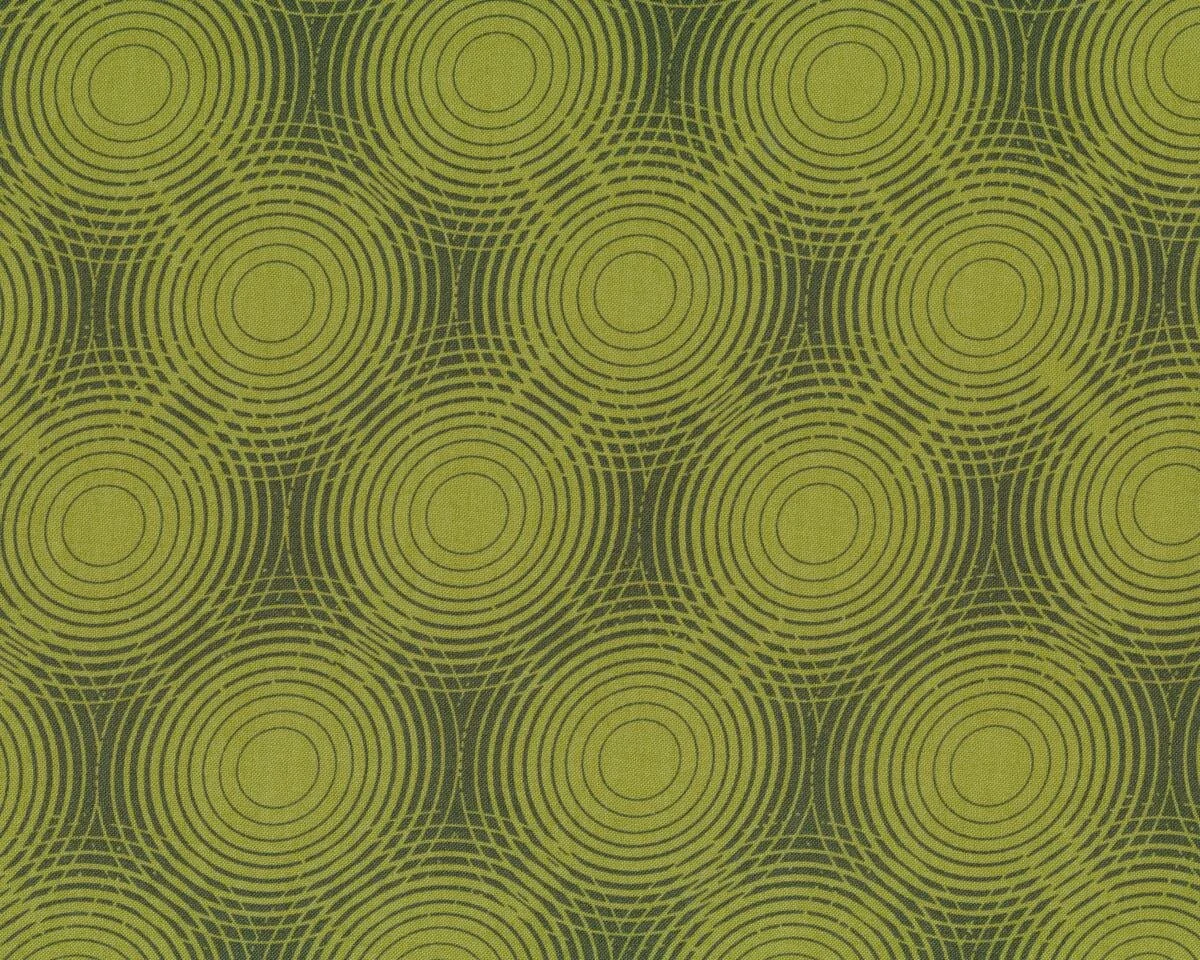 Patchworkstoff SHAMAN PEYOTE MOON, Kreise, gedecktes limette-dunkles olive