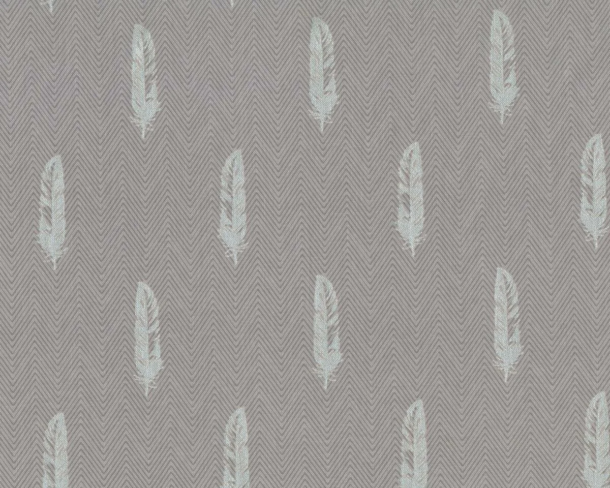 Patchworkstoff SHIMMER, Federn auf Fischgrat, beigegrau-lichtsilber metallic