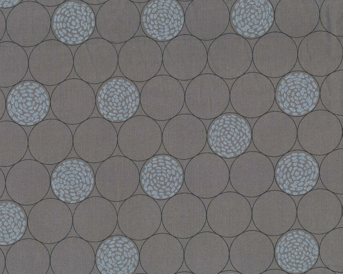Patchworkstoff SHIMMER, Waben-Kreise, steingrau-silber metallic