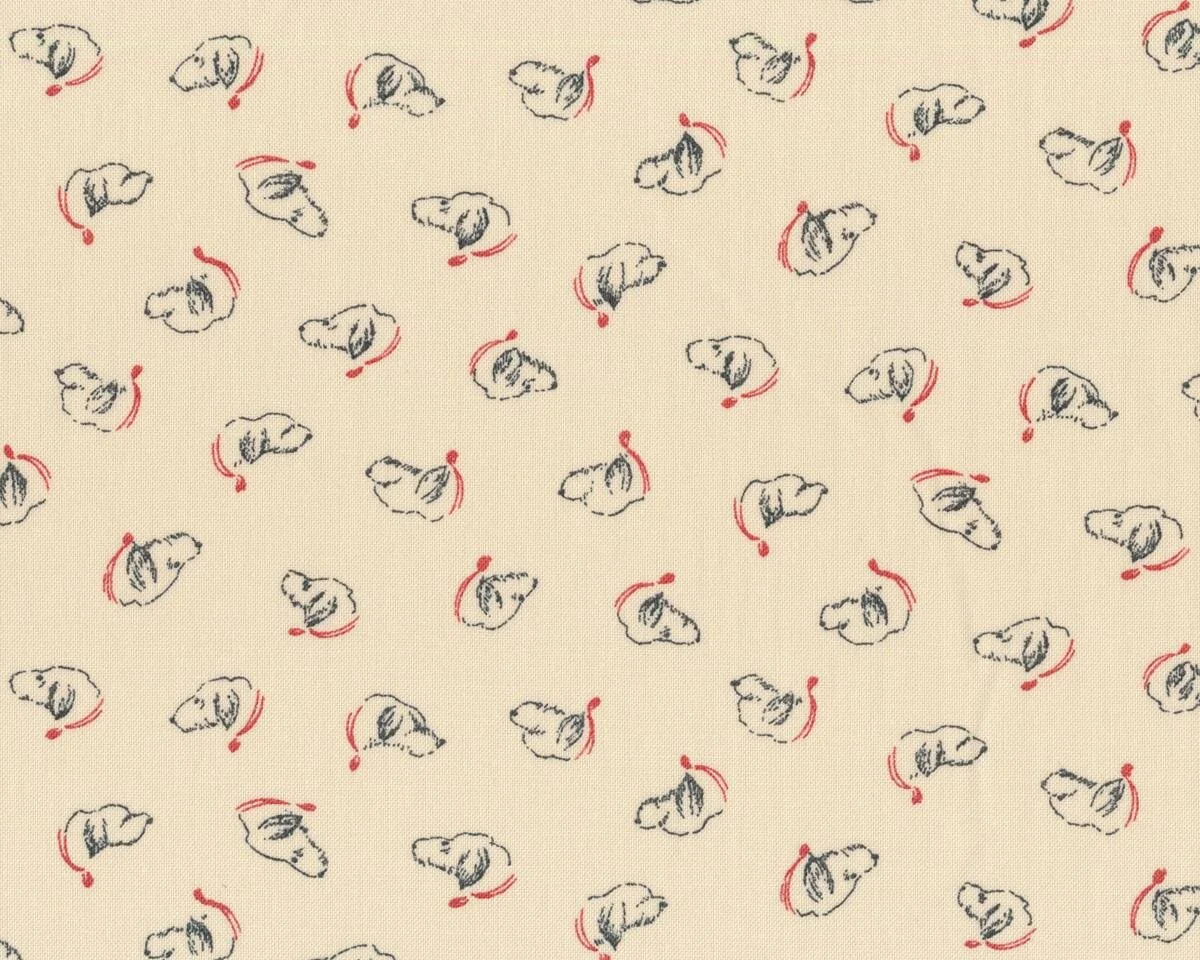 Patchworkstoff SILVER LININGS, Hundeköpfe, creme-anthrazit-stumpfes rot, Moda Fabrics