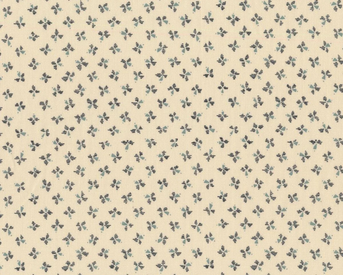 Patchworkstoff SILVER LININGS, Mini-Windräder, creme-petrolgrün, Moda Fabrics