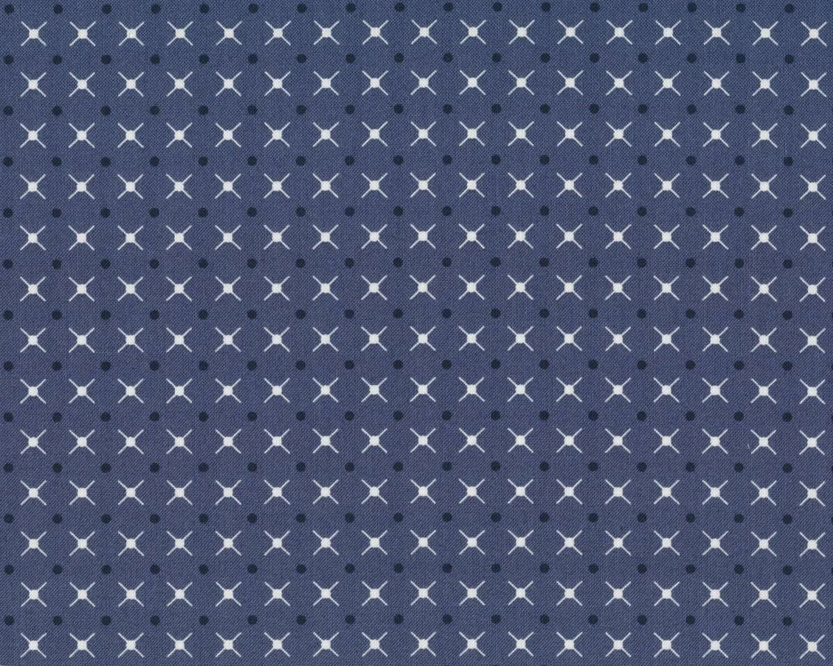 Patchworkstoff SIMPLY COLORFUL II, Kreuz-Punkte, blaugrau, Moda Fabrics