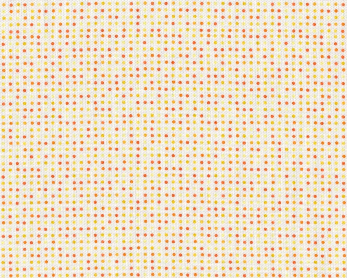 Patchworkstoff SIMPLY COLORFUL, Pünktchen, gebrochenes weiß-dunkles orange-maisgelb, Moda Fabrics