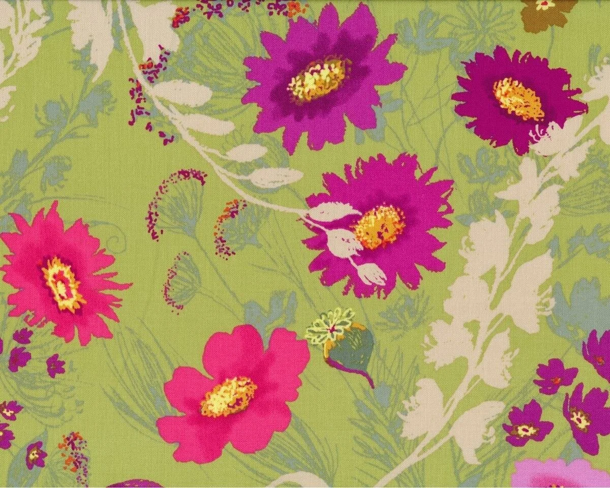 Patchworkstoff SKETCH BOOK, Blumenwiese, hellgrün