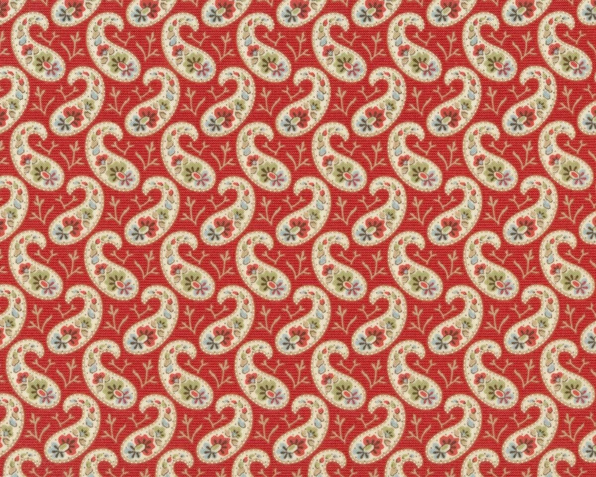 Patchworkstoff SNOWFALL PRINTS, Paisleys, stumpfes rot-creme, Moda Fabrics