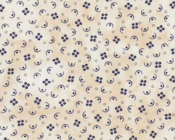 Patchworkstoff SNOWMAN GATHERINGS II, Kringel und Punkte, hellbeige-nachtblau, Moda Fabrics