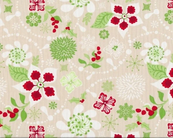 Patchworkstoff SOLSTICE, Weihnachtsblüten, hellbeige, Moda Fabrics