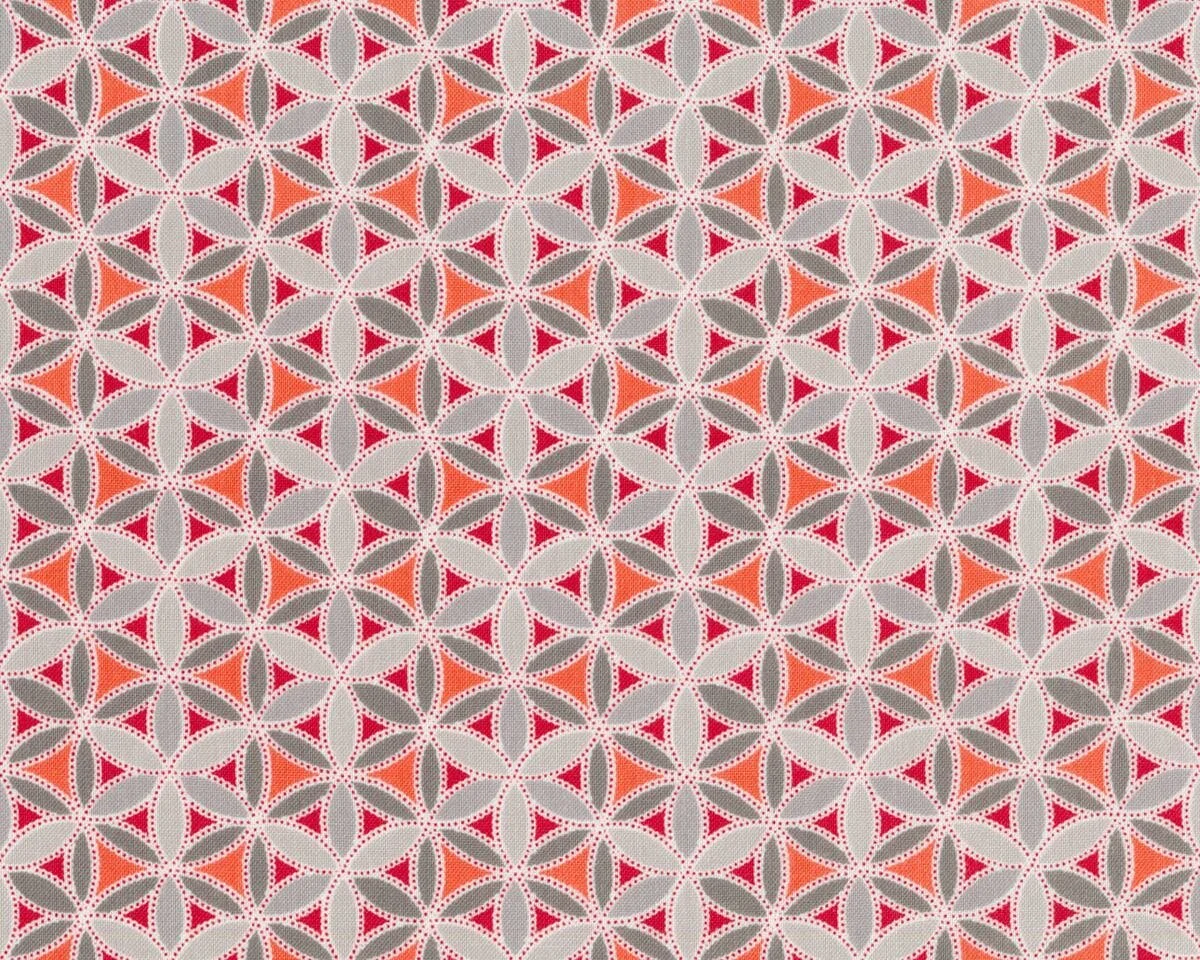 Patchworkstoff SPARKLE, Fliesenmuster, grau-rot