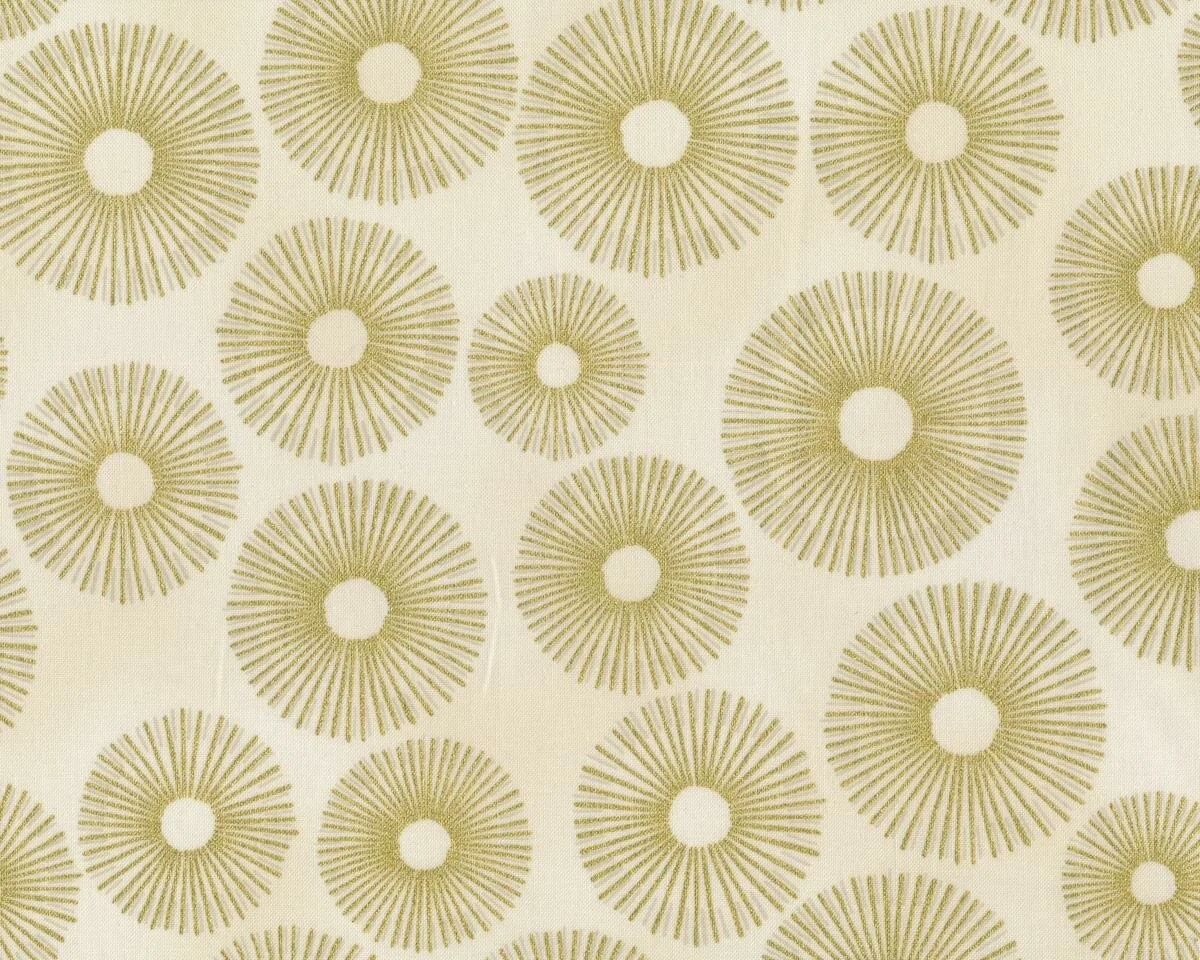 Patchworkstoff SPARKLE, Strahlenkreise, creme-gold metallic