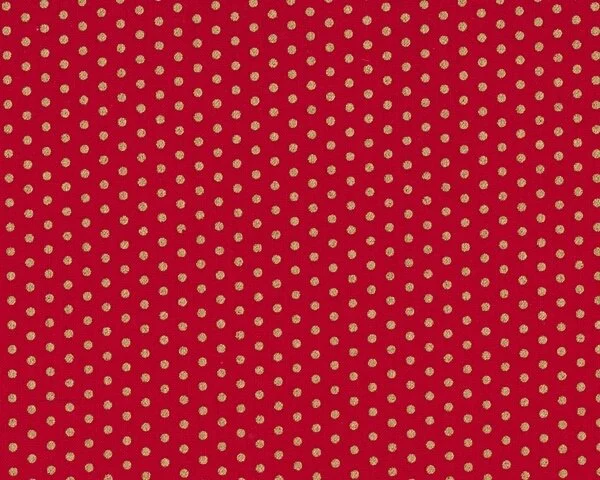 Patchworkstoff SPOT ON, regelmäßige Mini-Punkte, rot-gold