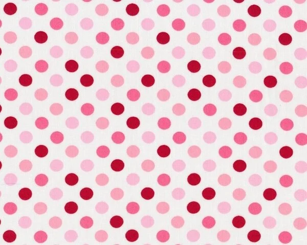 Patchworkstoff SPOT ON, regelmäßige Punkte, rosa-weiß-rot