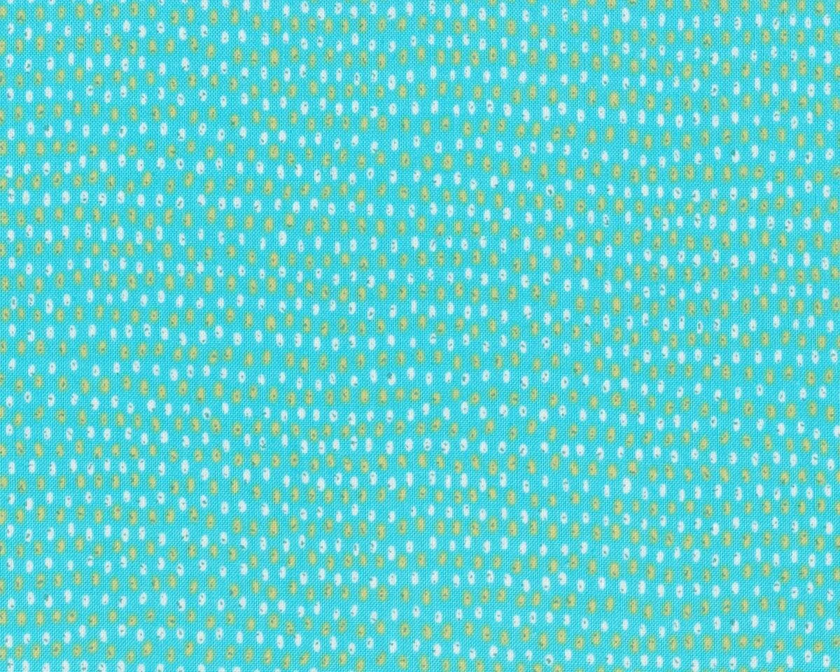 Patchworkstoff STUDIO STASH, Mini-Tupfen, türkis-senfgelb