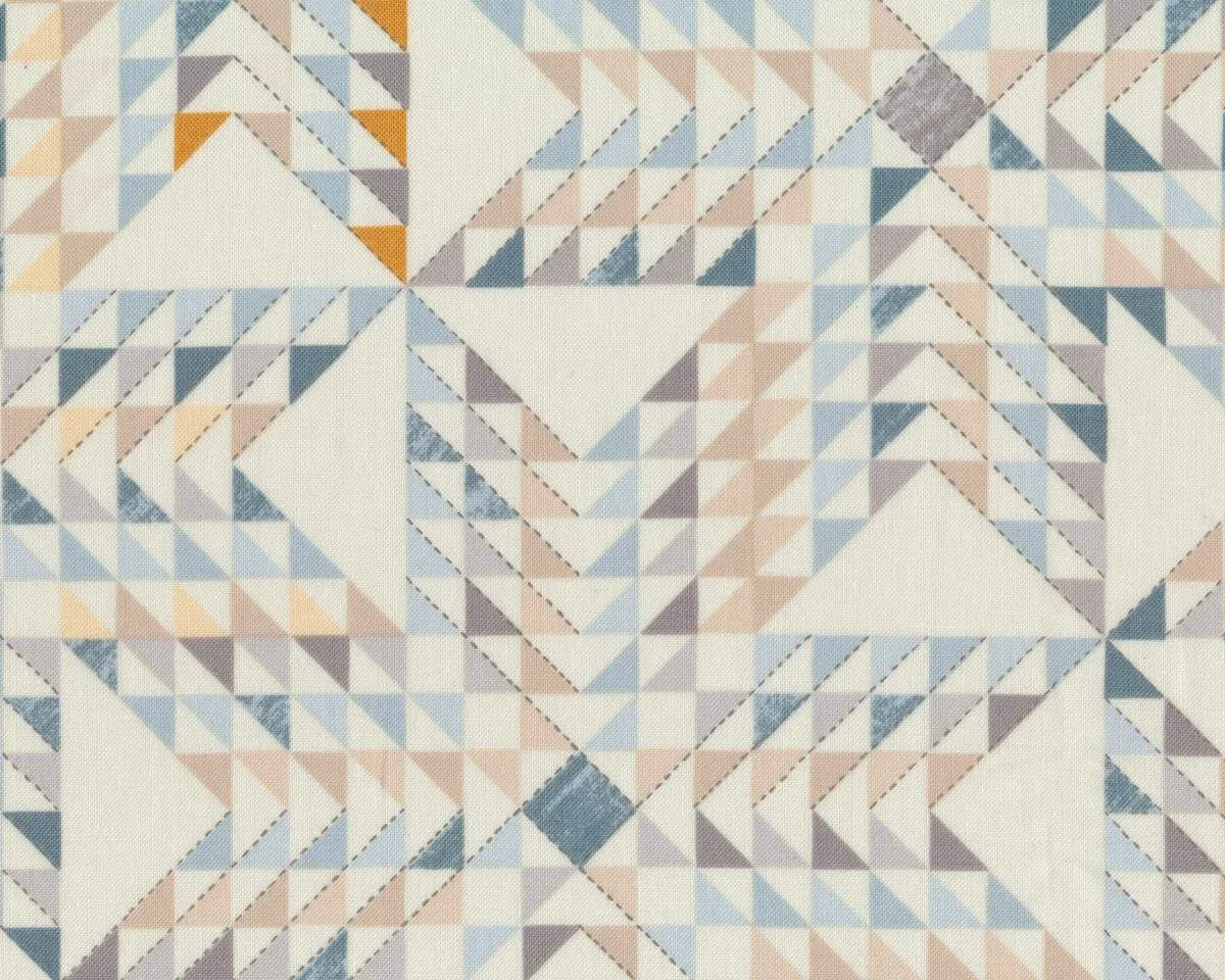 Patchworkstoff STUDIO STASH, Zacken-Muster, hellbeige-blaugrau