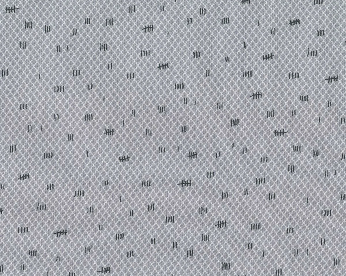 Patchworkstoff STUDIO STASH, Zählstriche auf Rautengrund, grau