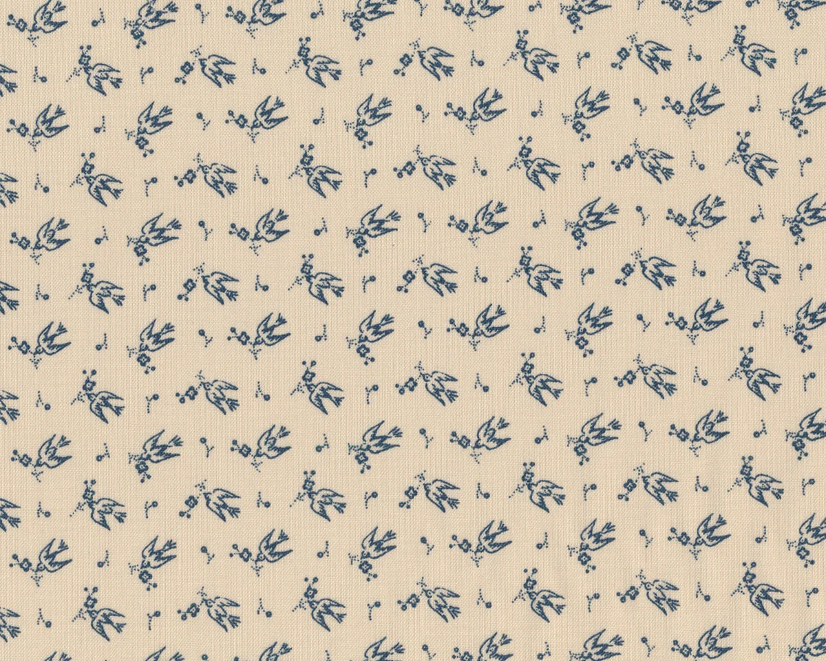 Patchworkstoff SWEET BLEND PRINTS, Mini-Schwalben, beige-nachtblau, Moda Fabrics