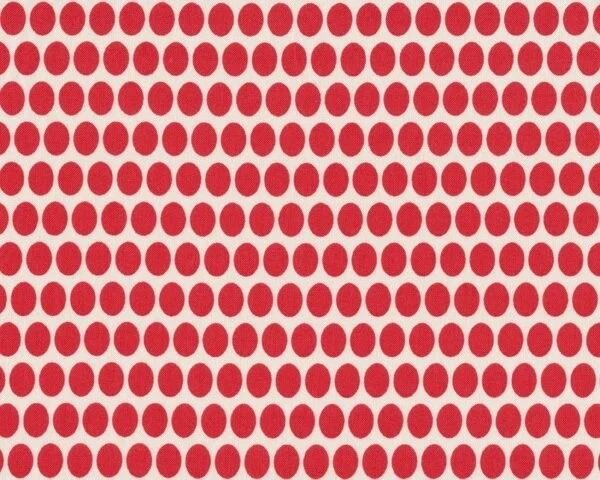 Patchworkstoff "Table Dance" mit Reihen aus eiförmigen Kreisen, rot