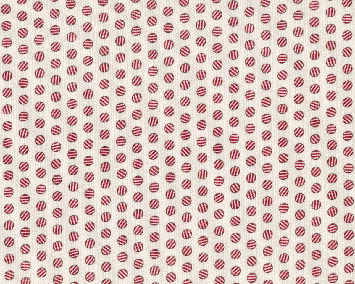Patchworkstoff THE COOKIE EXCHANGE, Streifenpunkte, creme-dunkelrot, Moda Fabrics