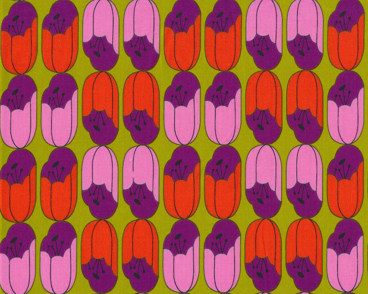 Patchworkstoff THE GHASTLIES, Kelchblüten, limette, Alexander Henry