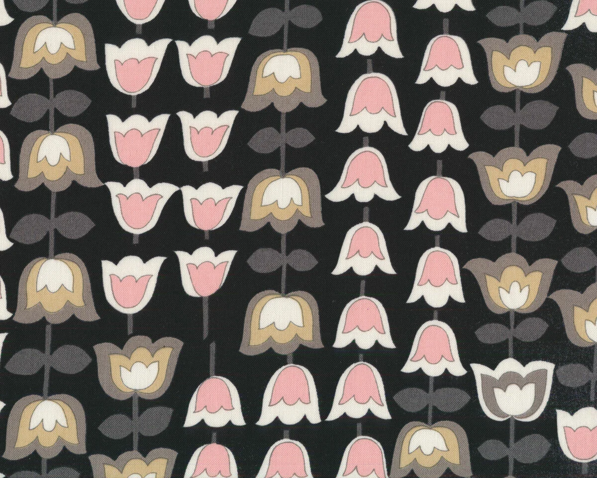 Patchworkstoff THE GHASTLIES, Tulpen, schwarz, Alexander Henry