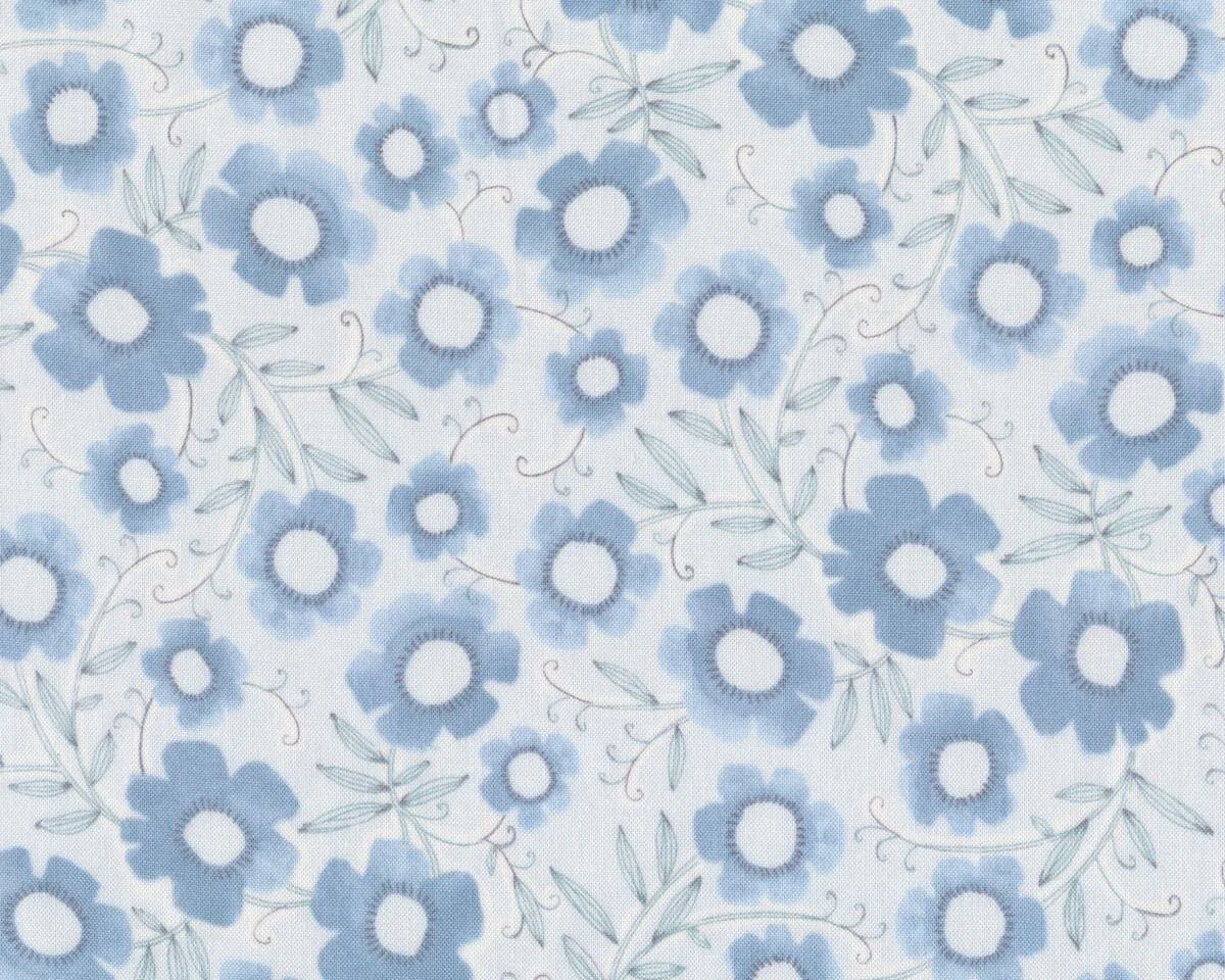Patchworkstoff THE MAKERS, Blumen, hellblau, Cori Dantini
