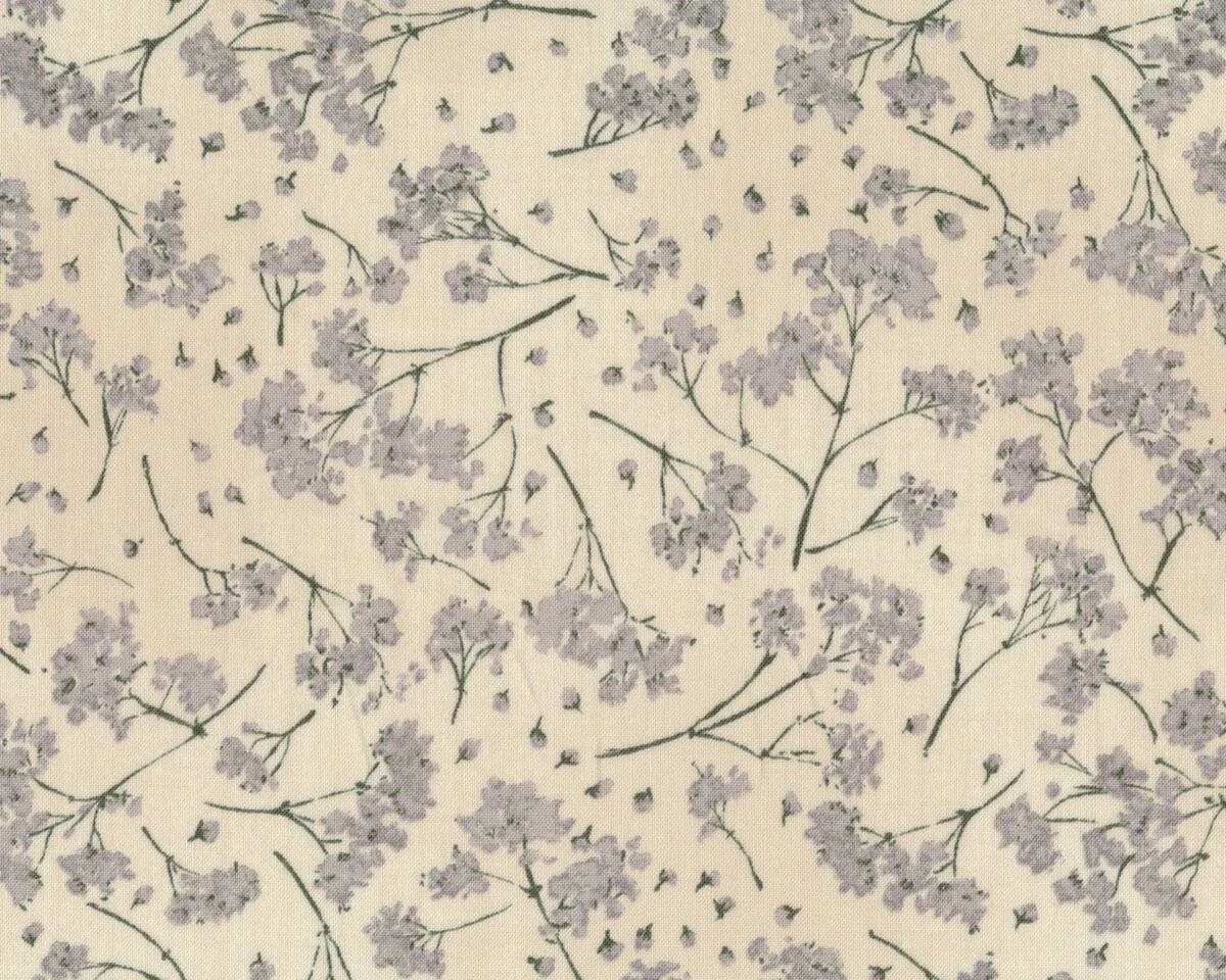 Patchworkstoff THE WORDSMITH, Schleierkraut-Zweige, helles beige-lilagrau, Moda Fabrics