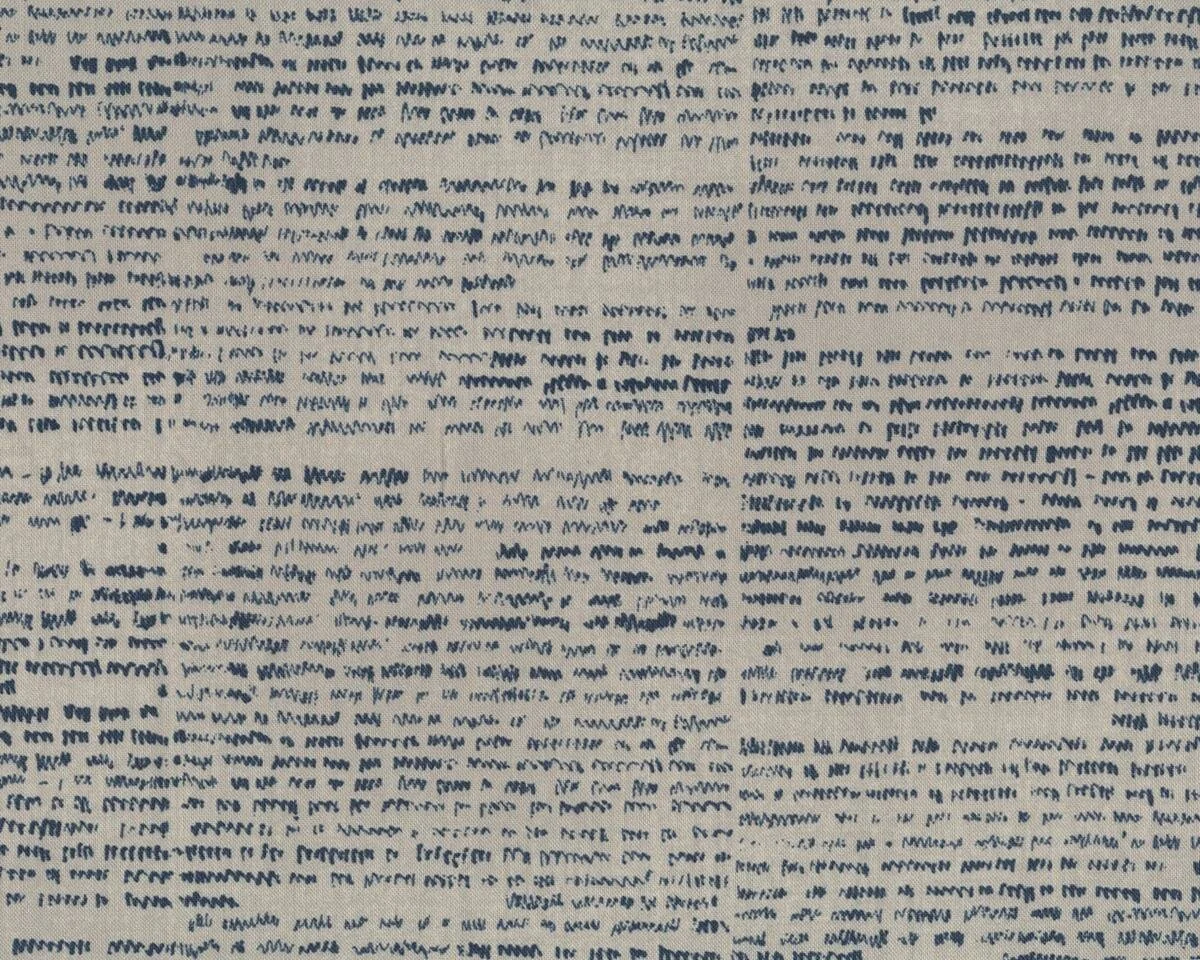 Patchworkstoff THE WORDSMITH, Strichel-Schrift, beigegrau-nachtblau, Moda Fabrics